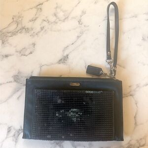 EUC Coach Sequin & Satin Large Wristlet